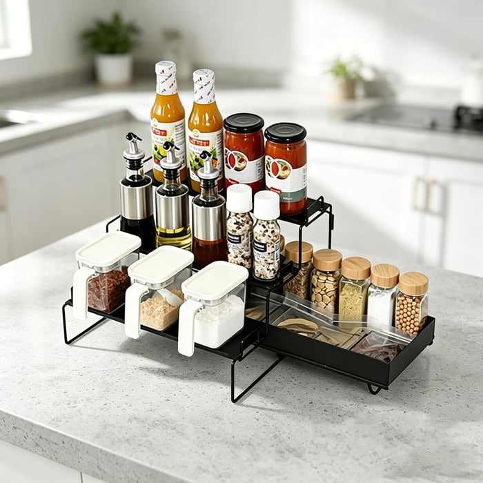 4-Tier Carbon Steel Spice Rack for Countertop,4 Tier Spice Shelf