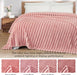 Striped Fleece Throw Blanket for Couch, Sofa, Pink