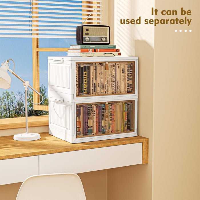4 Tier Plastic Storage Bins with Lid 32QT, Stackable Storage Bins