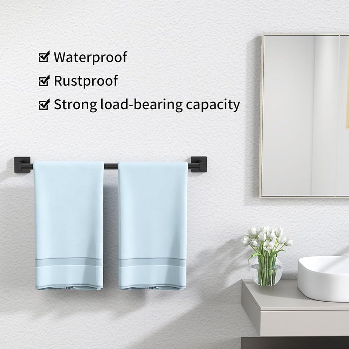 Towel Bar for Bathroom, 24" 2 Pack Wall Mounted Towel Rack, Black