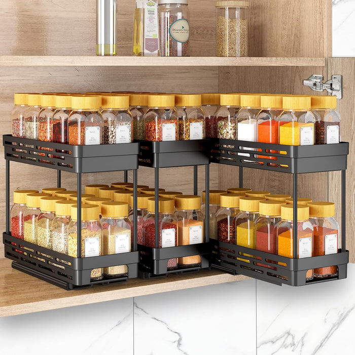 Pull Out Spice Rack Organizer for Cabinet, 3 Packs Slide Out Spice Racks Organizer, Spice Cabinet Organizers, Cabinet Si