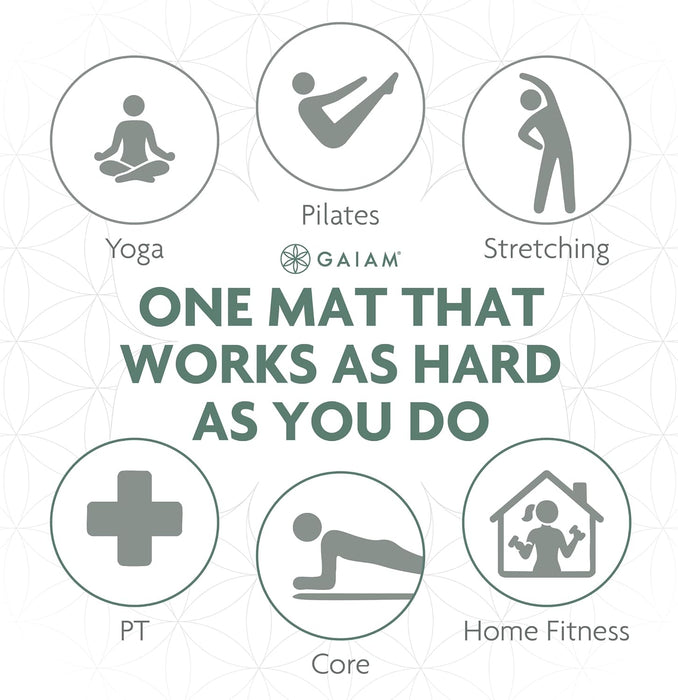 Gaiam Thick Yoga Mat, Exercise & Fitness Mat with Easy-Cinch Carrying Strap