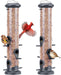 2 Pack Tube Feeders with 6 Feeding Ports for Outdoors Hanging, Premium Hard Plastic Weatherproof & Steel Hanger, Attract