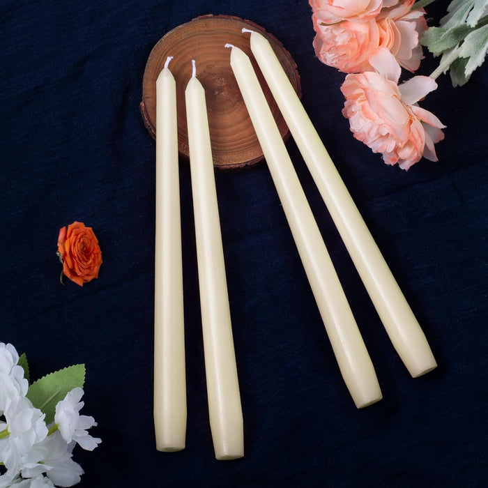 Ivory Taper Candles - 4 Pack 10 Inch Candlesticks - Dripless & Smokeless Tapered Candle 8 Hours Unscented Cream Candle S