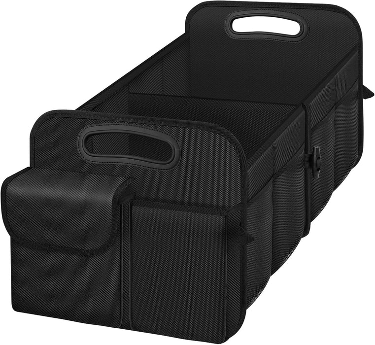 Trunk Organizer, Collapsible Waterproof car Trunk Organizer for SUVs & Sedans, Car Storage Organizers with Reinforced Handles, Car Accessories for Women and Men, 2 Compartments, 52L, Black