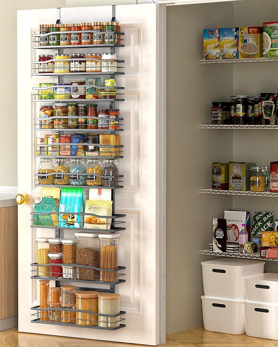 9-Tier Over The Door Pantry Organizer, Pantry Organization and Storage, Black Hanging Basket Wall Spice Rack Seasoning S