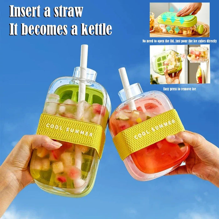 Touch-Free Ice Cube Bottle with Storage Bin