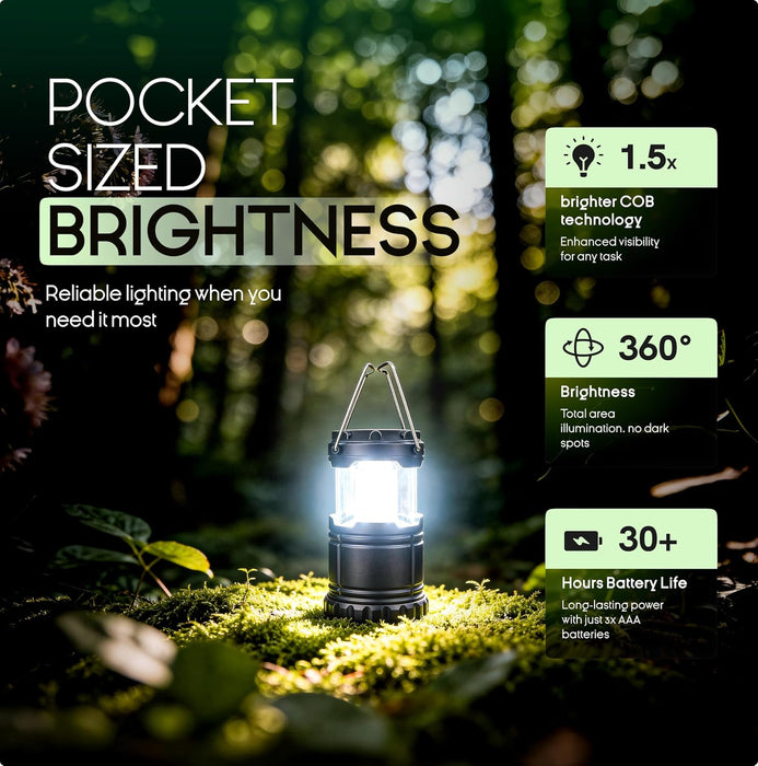Camping Lights LED Lantern Flashlights, Battery Operated Lamp Tent Lanterns for Power Outages, Camping Essentials Outdoor,Home,Emergency Gear, Hurricane Survival (3 AAA batteries not included)