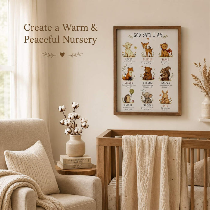 Christian Nursery Decor, Bible Verse Wall Art for Kids Room