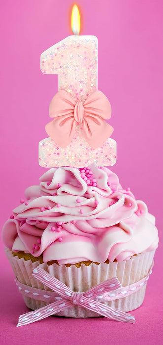 Pink Bow Number 1 Birthday Candle 1st Birthday Decorations Girl