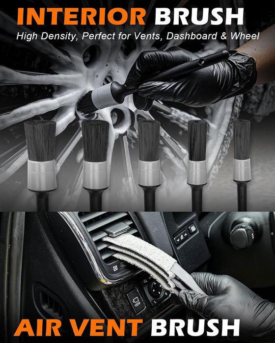 Windshield Cleaner Tool, 18Pcs Car Interior Cleaning Kit with Detail Brush