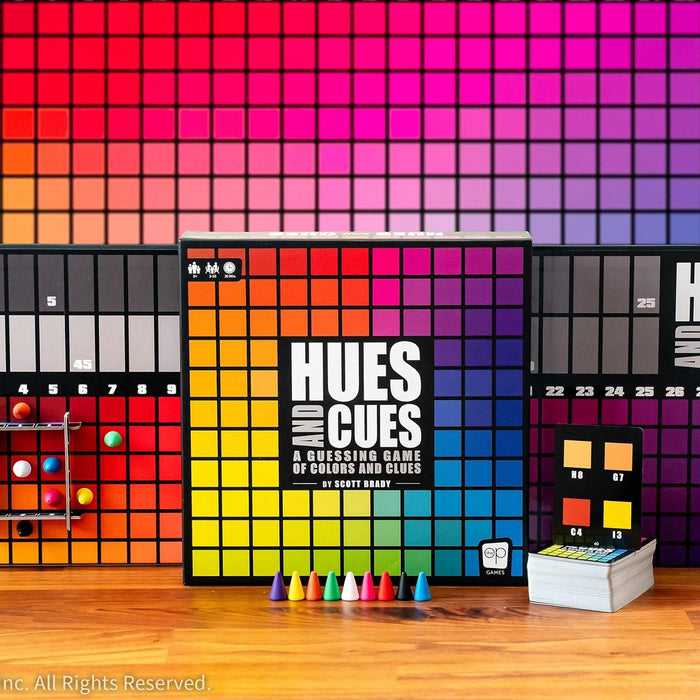 HUES and CUES - Vibrant Color Guessing Board Game for 3-10 Players Ages 8+, Connect Clues and Guess from 480 Color Squar