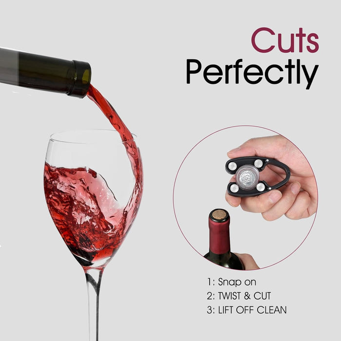 2 Pcs Wine Foil Cutter with Magnetic Design, Black