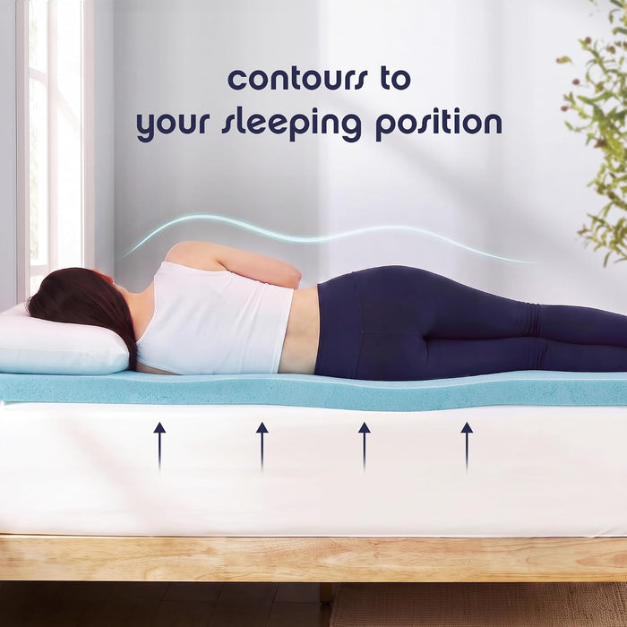 1.5 Inch Ventilated Memory Foam Mattress Topper, Cooling Gel Infusion, CertiPUR-US Certified, Dorm Essentials, Full
