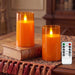 Orange Flameless Candles, Realistic Flickering LED Candles, Set of 2