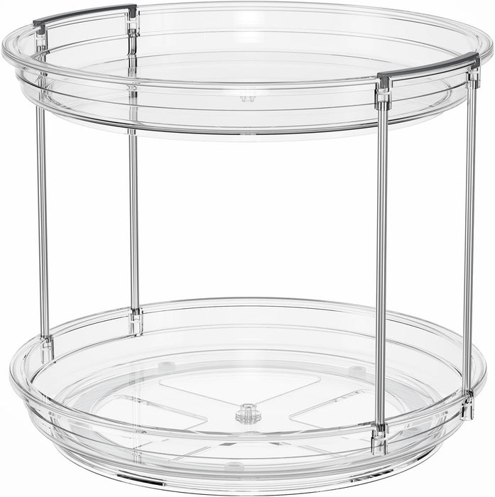 2 Tier Lazy Susan Turntable Organizer 9.25'' Rotating Spice Rack Organization for Cabinet, Kitchen, Pantry, Countertop, Bathroom, Vanity, Medicine Cabinet Organizer, Clear