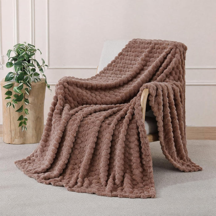 Fleece Throw Blanket, Light Brown, 50"×60" for Couch Sofa Bed