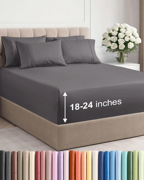 CGK Extra Deep Queen Sheet Set - 6pc Cooling Sheets - Grey