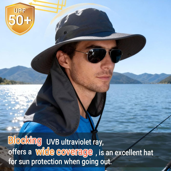 Sun Hats for Men Women with Neck Flap UPF 50+ UV Protection