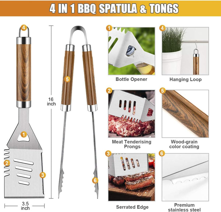 38Pcs BBQ Tools Grilling Accessories Set with Aluminum Case