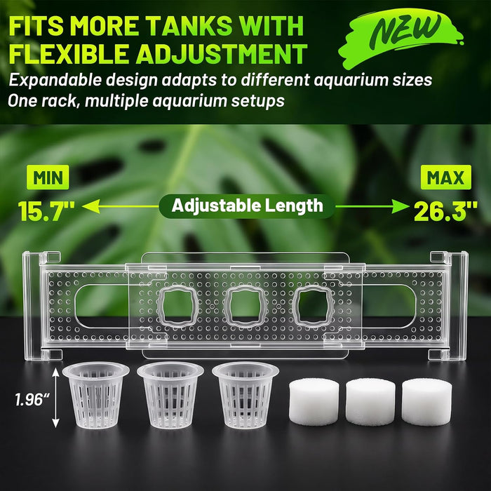 Telescoping Aquarium Plant Holder with 3 Sponge Cups