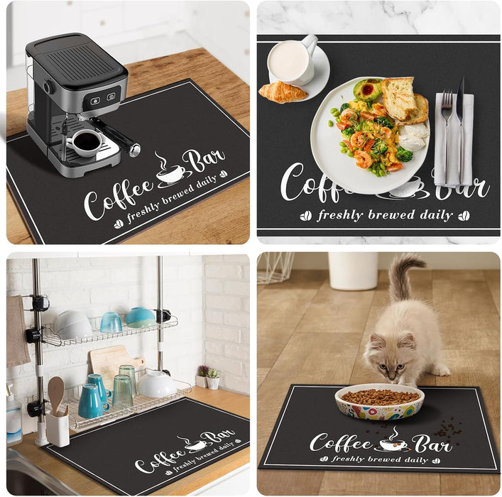 Fashion Coffee Mat, Dish Drying Mat 12" x 20" Black