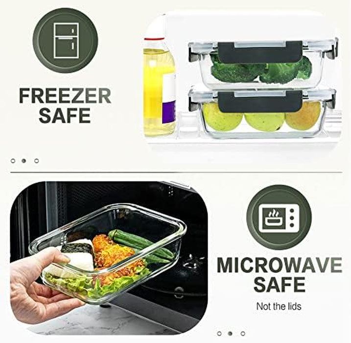 30 Pieces Glass Food Storage Containers Set with Lids, Gray
