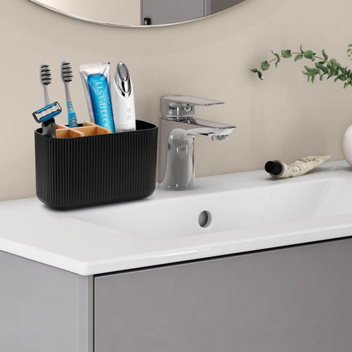 Black Toothbrush Holder, 5 Slots Bathroom Organizers and Storage