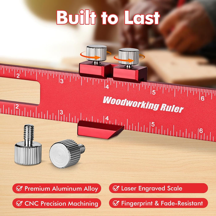 3PCS Woodworking Ruler Set, Precision Measuring Tool for Layout