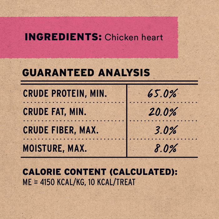 Freeze Dried Raw Chicken Hearts Cat Treats, 0.8 oz Bag
