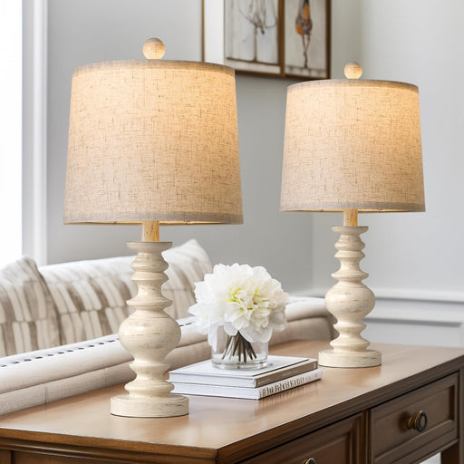 Tradition 20.5" Rustic Table Lamp Set of 2 for Living Room Farmhouse Bedside Desk Lamps Bedroom Nightstand Vintage Lamps