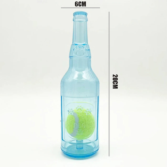 Dog Chew Toy Bite-Resistance Beer Bottle with Tennis Ball Toy Pet Puppy Teeth Grinding Dog Chewing Squeaky Interactive Toys