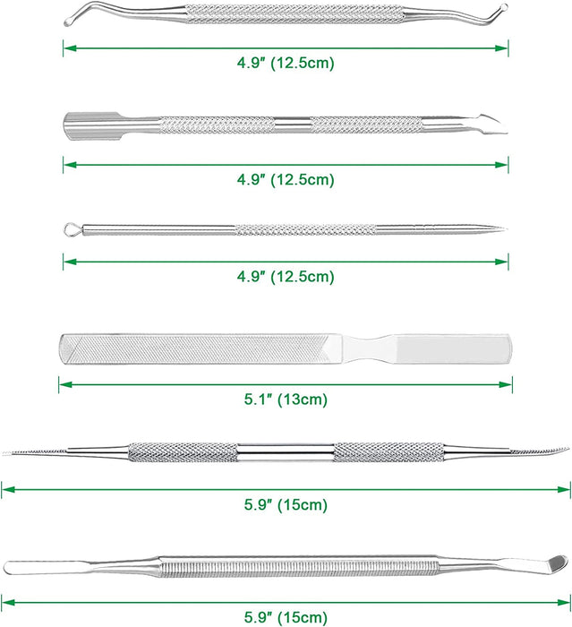 6-Pack Ingrown Toenail File and Lifters, Professional Surgical Stainless Steel Ingrown Toenail Removal Tool Kit, Manicur
