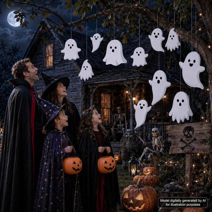 20Pcs Large Halloween Ghost Hanging Ornament Decor Ghost Party Banner