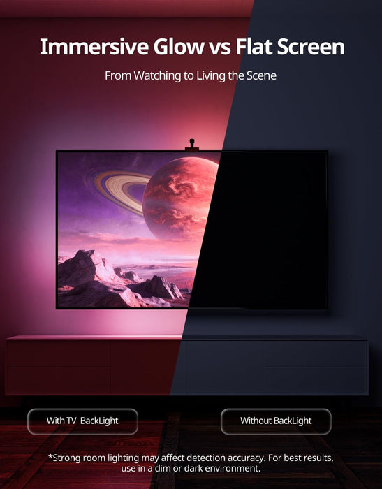 TV LED Backlight with Camera, RGBIC Lights Sync with 55-65 Inch TVs