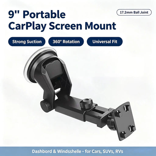 17.2 mm Dashboard & Windshield Suction-Cup Monitor Mount — 360° Rotating