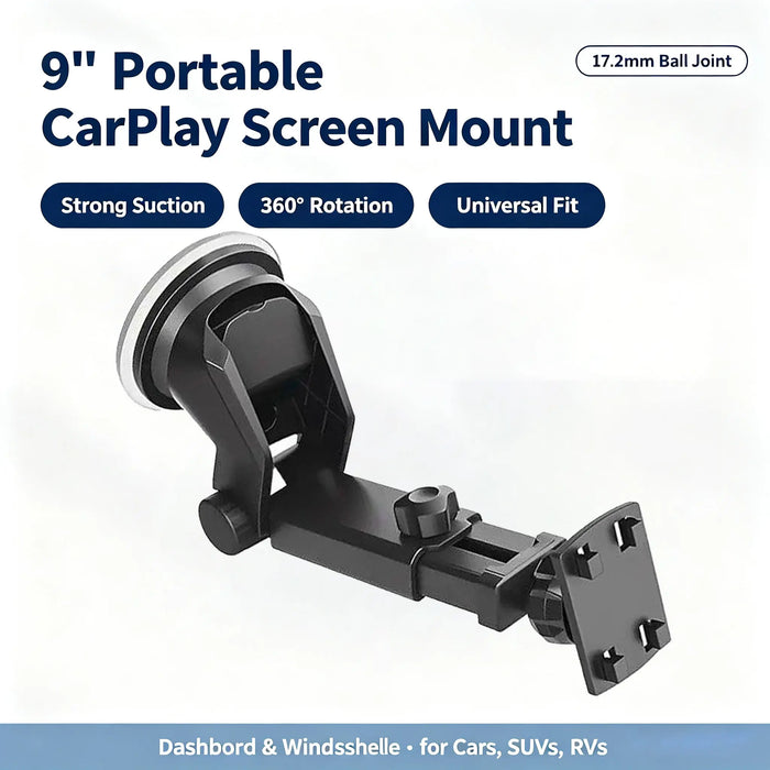 17.2 mm Dashboard & Windshield Suction-Cup Monitor Mount — 360° Rotating