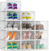 12 Pack Large Stackable Clear Plastic Shoe Storage Boxes Organizer, White