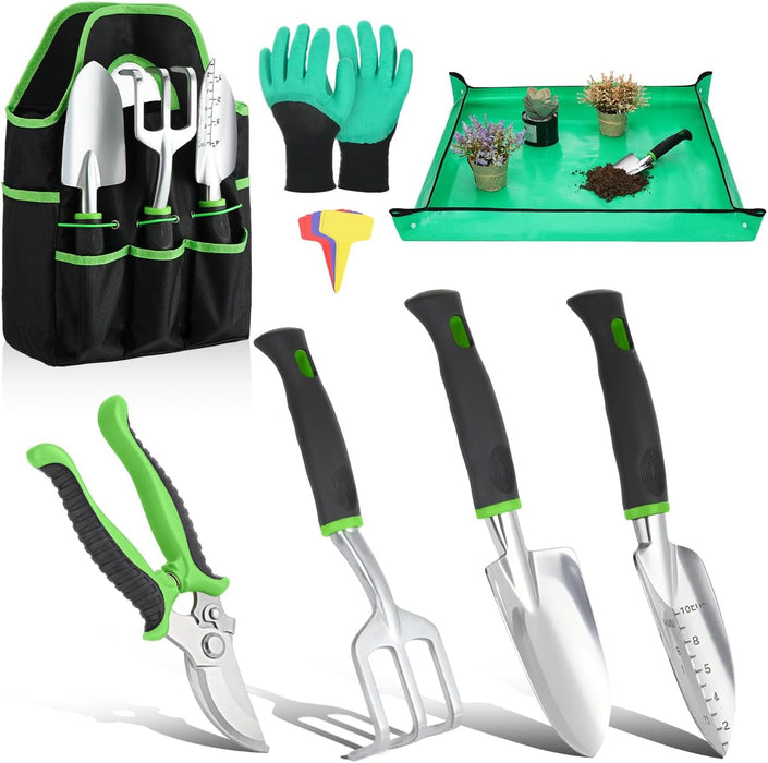 Gardening Tools Set, 8PCS Gardening Gifts for Women, Green