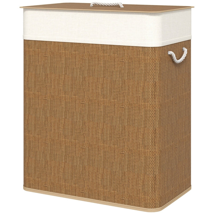 Double Bamboo Laundry Basket with Lid