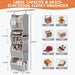 Hanging Closet Organizer 5 Shelf with 4 Side Mesh Pockets, Foldable Closet Organizers and Storage Hanging for Wardrobe, Closet Rod & RV Camping, Front Anti-Slip Support, Grey