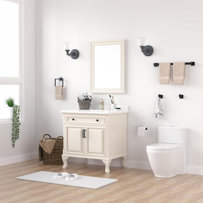 10-Pieces Matte Black Bathroom Accessories Set 23.6 Inch Towel Bar Set.