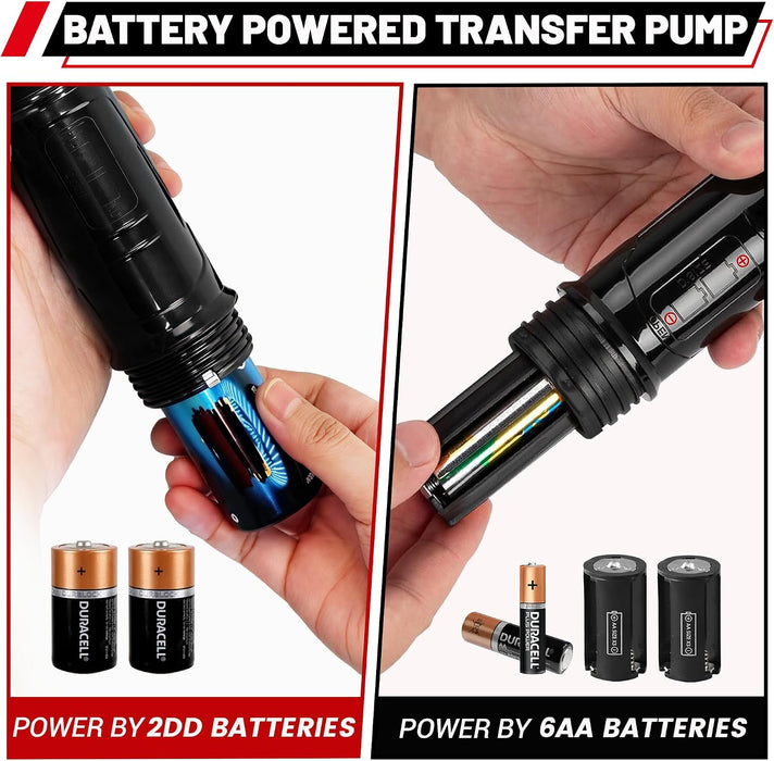 Fuel Transfer Pump Battery Powered - Portable Gas Pump With Nozzle - Orange