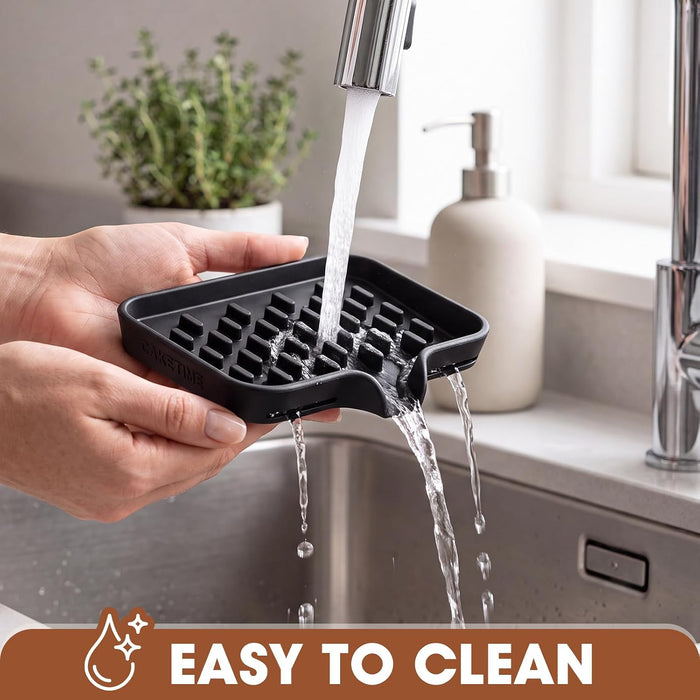 2 Pack Silicone Soap Dish with Drainage Holes for Bathroom Shower Caddy Kitchen Counter Sponge Holder Bar Sink Organizer