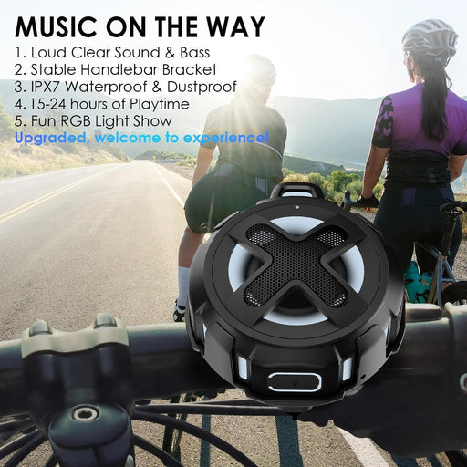 Upgraded, Pro Bike Speaker, with Pro Handlebar Mount, Bluetooth V5.4, IPX7 Waterproof, Silicone Case, Broadcast Navigati