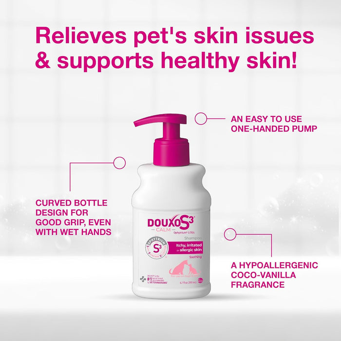 S3 Calm Dog Shampoo for Itchy Skin Relief, Dog Shampoo for Allergies and Itching, Soothes Itchy, Irritated or Allergic Skin For Dogs and Cats, 6.7 fl oz