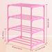 4-Tier Free Standing Pink Shoe Racks, Lightweight Stackable Shelf