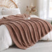 Fleece Throw Blanket, Light Brown, 50"×60" for Couch Sofa Bed