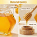 1PC 380ml Clear Glass Refillable Hexagon Shape Honey Pot Jar with Wooden Dipper Sticks and Lid Syrup Dispenser Container Empty Bottle Food Storage for Home Kitchen