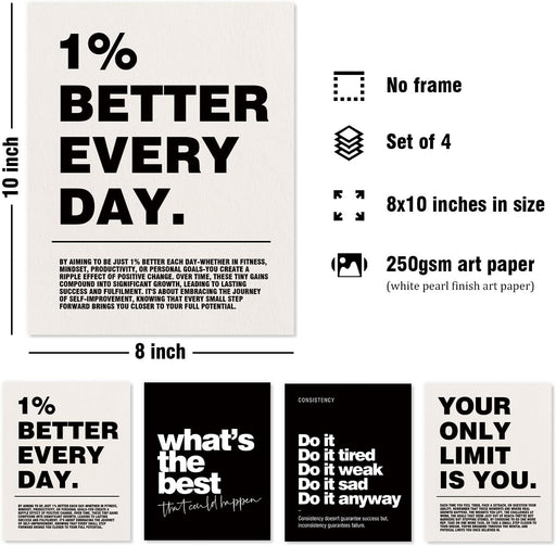 Motivational Inspirational Office Wall Art Decor Prints Set of 4